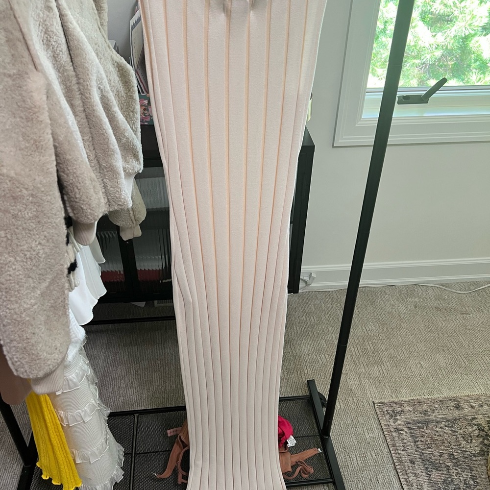 Lancia Cream Ribbed Knit Skirt
